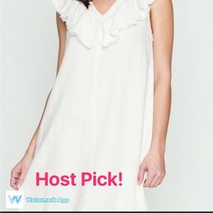 Mo:vint Linen Ruffled Dress Size S
